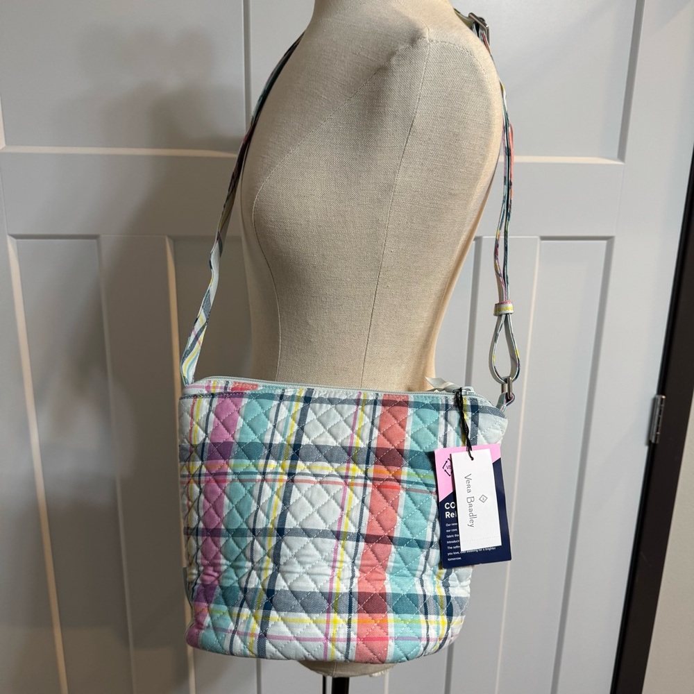 Vera Bradley Bucket Crossbody Bag - Pastel Plaid NWT